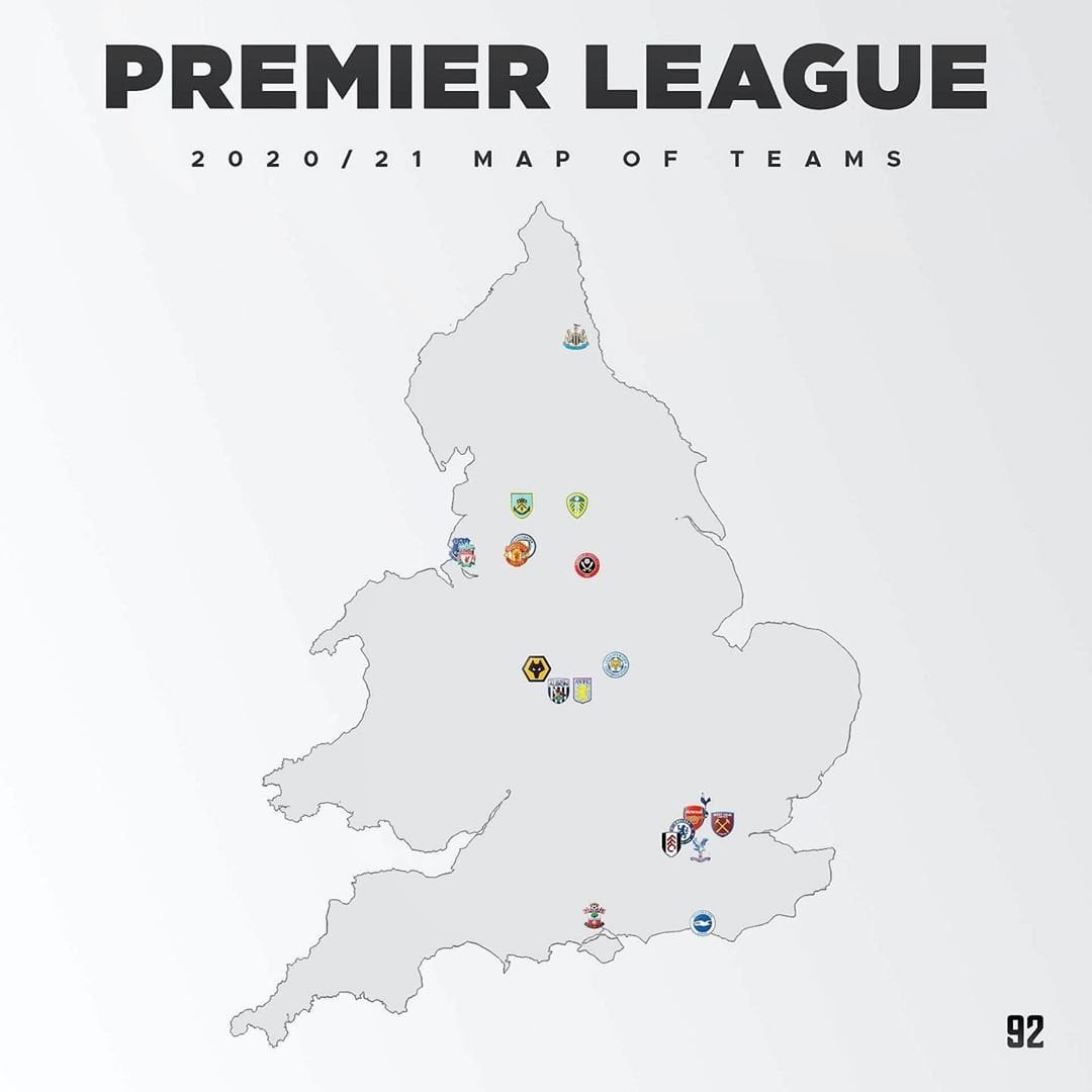 Compare teams with Barclays Premier League map (Locate derbies and rivals fast)