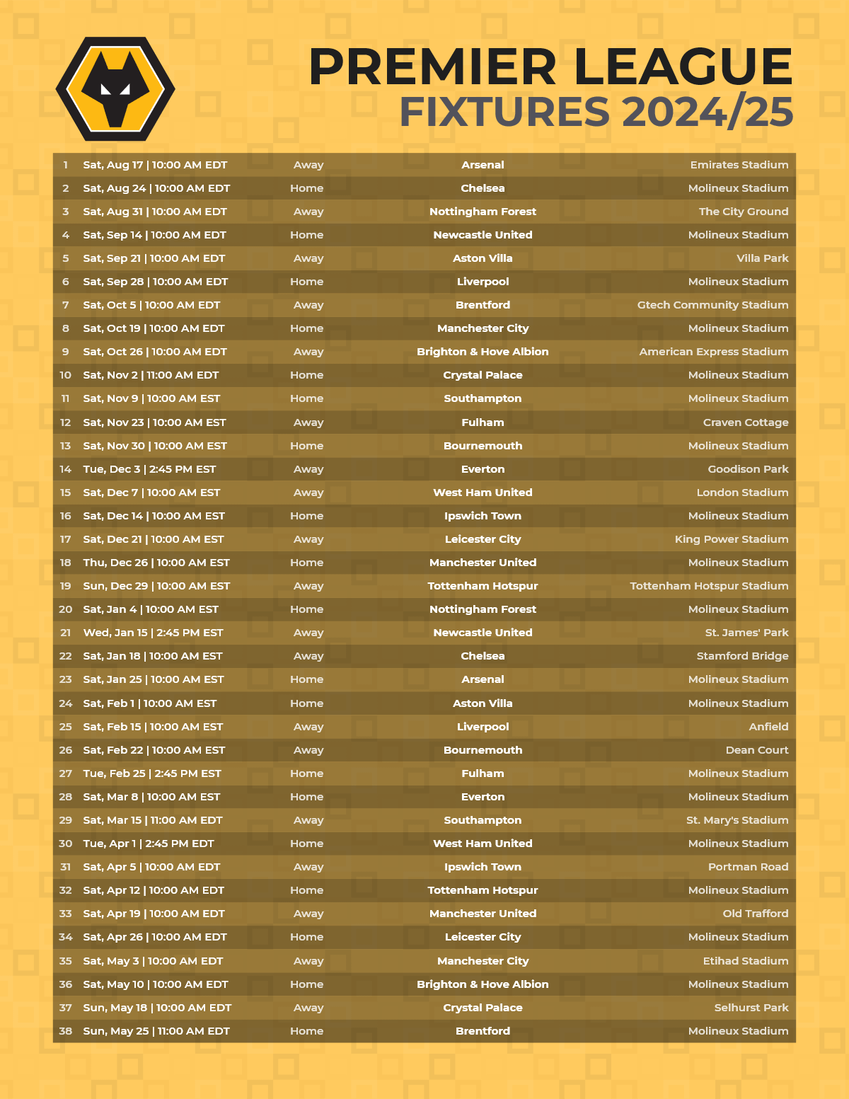 Download Premier League Calendar Printable Schedule for Fans
