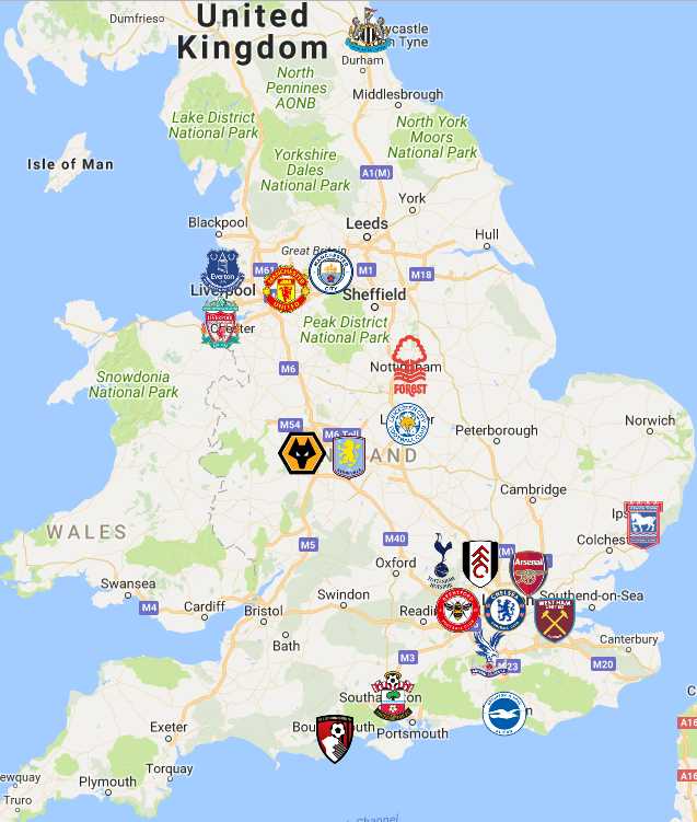 Premier League Teams Map Find Clubs Near You In England Quick Guide